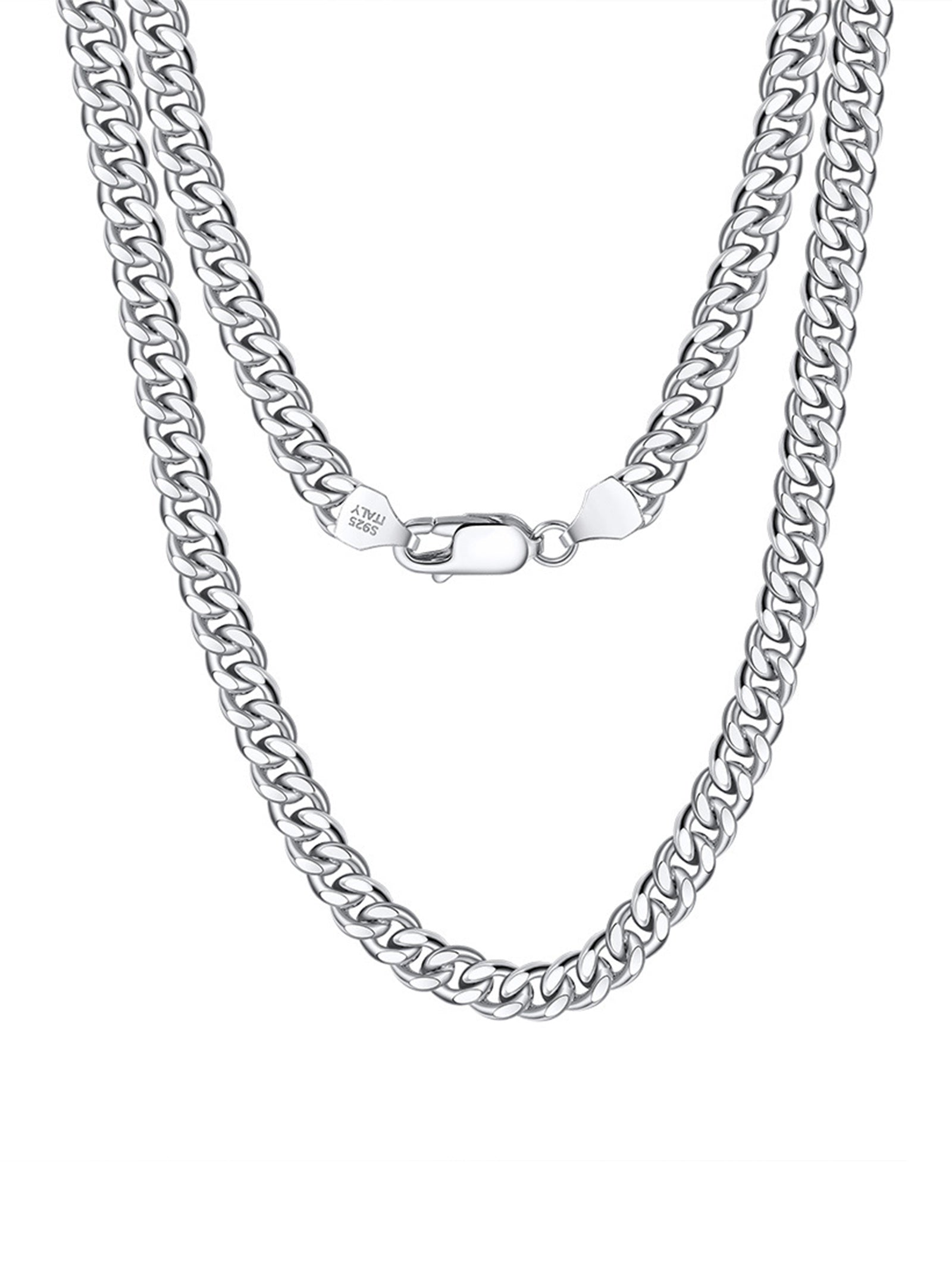 Sterling Silver Cuban Chain Necklace with Rhodium Plating – Ace Tags