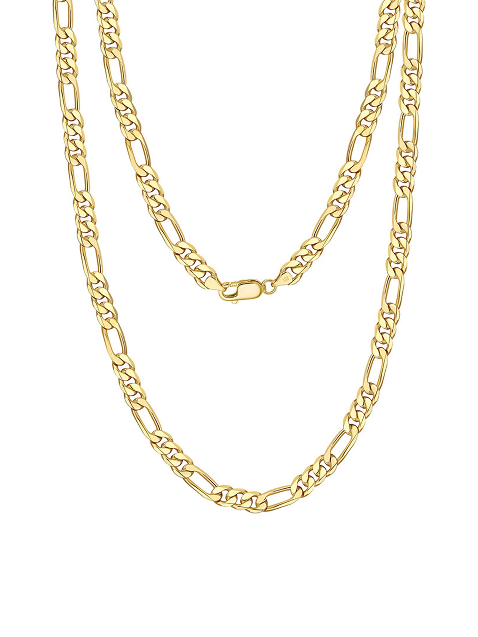 Sterling Silver Figaro Chain Necklace with 18k Gold Plating – Ace Tags