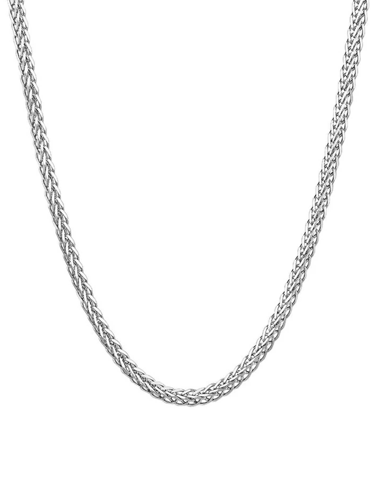 Sterling Silver Wheat Chain Necklace with Rhodium Plating – Ace Tags