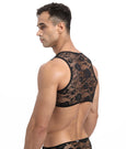 MEDUSA Black Floral Lace Cropped Vest Tank Top